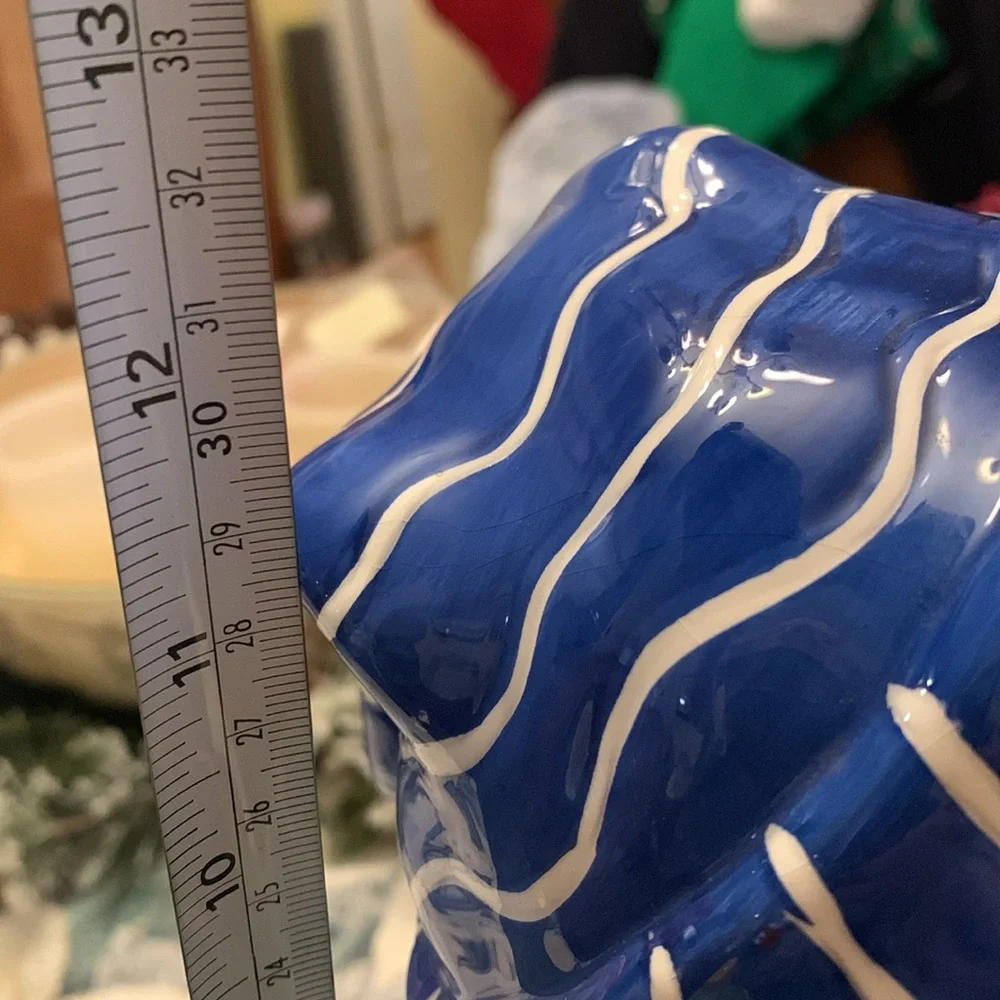 Vintage Houston Harvest, Snowman cookie jar, Blue Willow, EUC